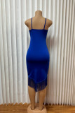 Halterneck Tassel Sleeveless Midi Dress GADE-2838