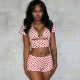 Polka Dots Print Bikinis Three Piece Swimsuit MXBF-J26ST108