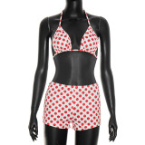 Polka Dots Print Bikinis Three Piece Swimsuit MXBF-J26ST108