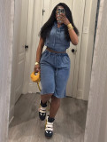 Fashion Washed Short Sleeve Two Piece Shorts Set TR-1361
