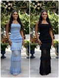 Backless Ruffles Solid Color Sling Maxi Dress GADE-11253