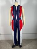 Sleeveless Contrast Color Drawstring Two Piece Pants Set TE-4720