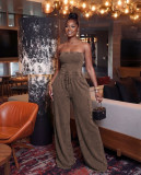 Casual Washed Tube Top Wide Leg Jumpsuit TR-1360