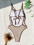 Solid Color Backless Sling One Piece Swimsuit CASF-6739