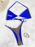 Leopard Print Backless Tie Up Bikinis 2 Piece Swimsuit CASF-6722