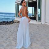 Sexy V Neck Sling Backless Maxi Dress GZJQ-K6D00082A
