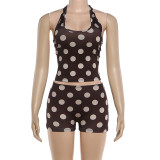 Polka Dots Print Sleeveless Two Piece Shorts Set GZJQ-K6S01867A