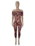Leopard Print Off Shoulder Jumpsuit SHD-9970