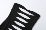 Hollow Out Color Block Tube Top Bodycon Dress GZJQ-K6D03127A