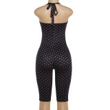 Halterneck Polka Dots Print Romper GZJQ-K6Q04453A