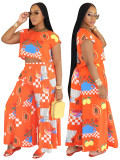 Print Sleeveless Top Loose Two Piece Pants Set FENF-5003