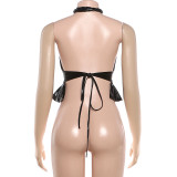 Solid-Color Ice-Silk Halter-Neck Backless Top GZJQ-K6B00023A