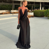 Sexy V Neck Sling Backless Maxi Dress GZJQ-K6D00082A