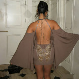 Off Shoulder Sequin Backless Mini Dress GZJQ-K25D84431