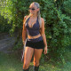 Polka Dots Print Halterneck Tank Top Two Piece Shorts Set GZJQ-K6S03779A