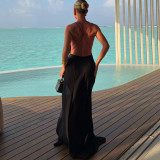 Sexy V Neck Sling Backless Maxi Dress GZJQ-K6D00082A