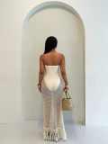Hollow Out Knits Dress Two Piece Set GHYX-JYP7024