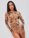 Print Long Sleeve Tight Bodysuit SHD-9968