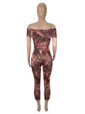 Leopard Print Off Shoulder Jumpsuit SHD-9970