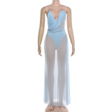 Sexy V Neck Sling Backless Maxi Dress GZJQ-K6D00082A