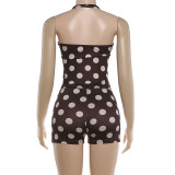 Polka Dots Print Sleeveless Two Piece Shorts Set GZJQ-K6S01867A