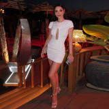 Ruched Hollow Out Mini Dress GZJQ-K25D90718