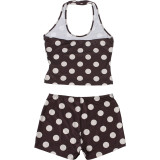 Polka Dots Print Sleeveless Two Piece Shorts Set GZJQ-K6S01867A
