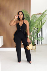 Halterneck Irregular Top Pants 2 Piece Set FENF-5002