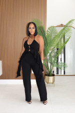Halterneck Irregular Top Pants 2 Piece Set FENF-5002