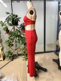 Solid Color Knits Backless Flare Jumpsuit GHYX-JYP7005
