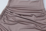 Solid Color Halterneck Ruched Backless Maxi Dress LJSF-D6321249X
