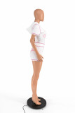Letter Print Short Sleeve Two Piece Shorts Set QXLB-10170