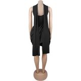 Solid Color Sleeveless Ruched Mini Dress BY-7658