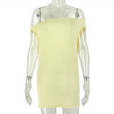 Solid Color Off Shoulder Mini Dress GJYO-JD305129