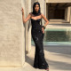 Sexy Sling Backless Mesh Maxi Dress BY-7672