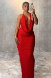Deep V Neck Backless Evening Dress GMYU-9285