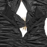 Sexy Tie Up Backless High Split Maxi Dress BY-7666
