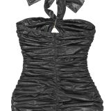 Sexy Tie Up Backless High Split Maxi Dress BY-7666