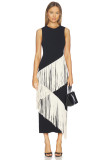 Sleeveless Tassel Irregular Maxi Dress GRNH-28893