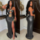 Sexy Tie Up Backless High Split Maxi Dress BY-7666