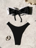 Color Block Backless Bikinis Swimsuit 2 Piece Set CASF-6759