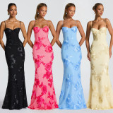Sexy Sling Backless Mesh Maxi Dress BY-7672