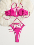 Sexy Solid Color Halterneck One Piece Swimsuit CASF-6810