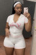 Letter Print Short Sleeve Two Piece Shorts Set QXLB-10170