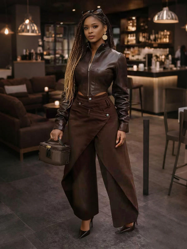 Irregular High Waist Wide Leg Pants SH-S391529