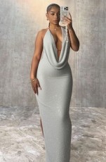 Deep V Neck Backless Evening Dress GMYU-9285