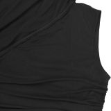 Solid Color Slash Shoulder Split Maxi Dress BY-7662
