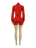 Single Breasted Printed Embroidered Denim Jacket And Shorts Set CH-88030
