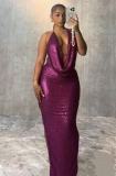 Deep V Neck Backless Evening Dress GMYU-9285