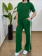 Stripe Short Sleeve T Shirt Pants 2 Piece Set ZDF-33519